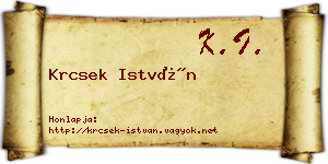 Krcsek István névjegykártya